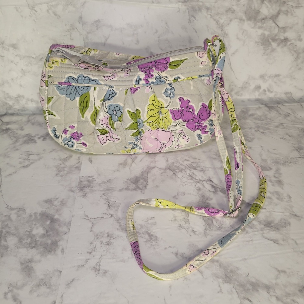 Vera Bradley Watercolor Floral Saddle Purse Adjustable Crossbody‎ Strap Lavender